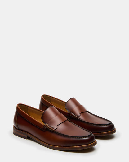 COLVER Cognac Leather Men's Slip-On Loafer | Steve Madden Latest
