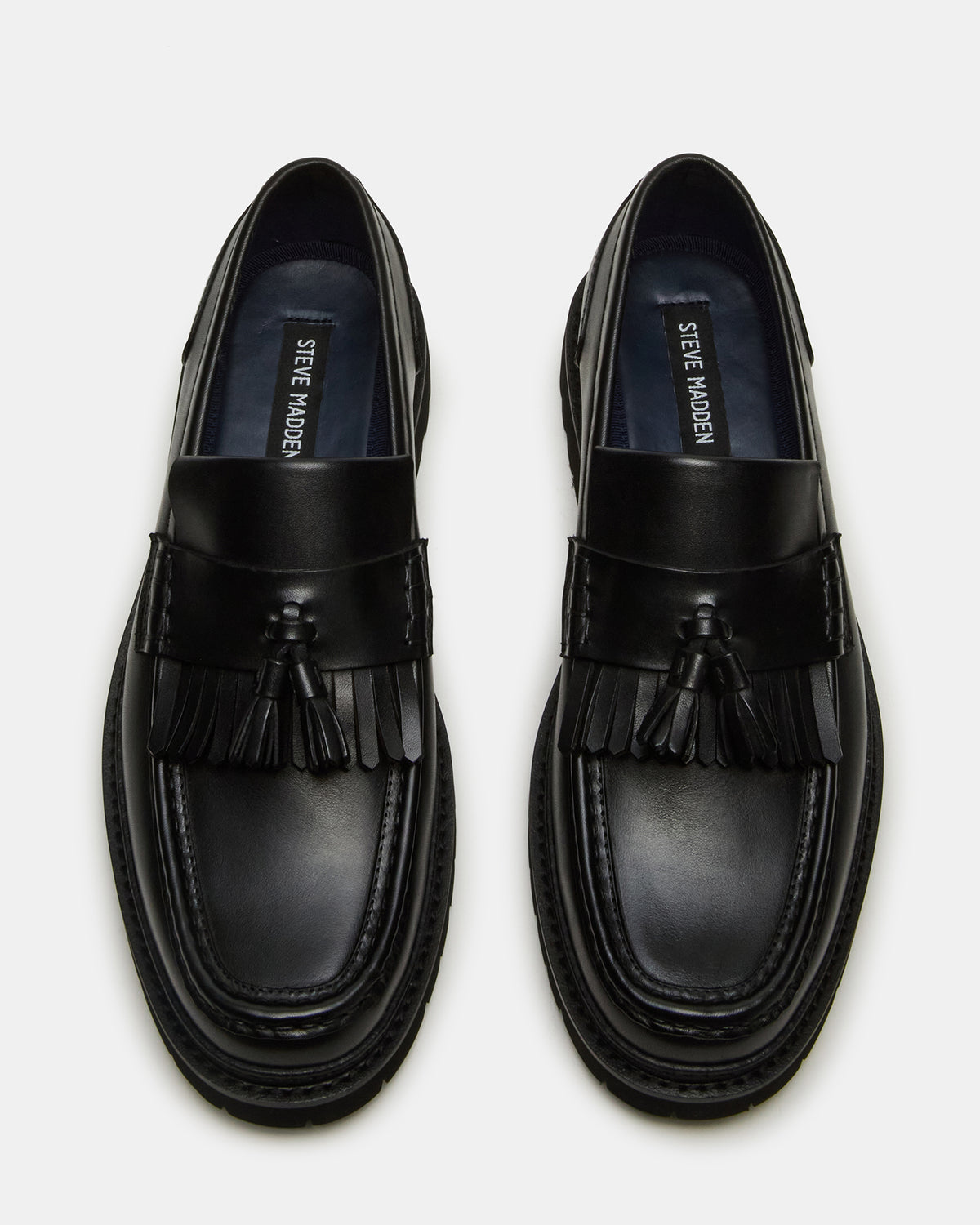 ARTHUS Black Leather Slip-On Tassel Men's Loafer | Steve Madden Classic