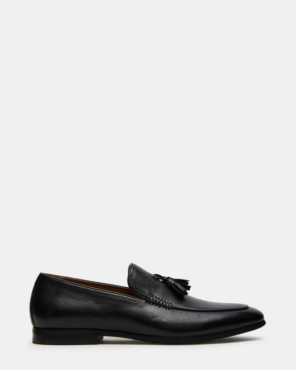 ONDRE Black Leather Tassel Slip-On Men's Loafer | Steve Madden Sale