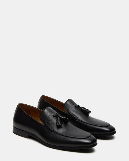 ONDRE Black Leather Tassel Slip-On Men's Loafer | Steve Madden Sale