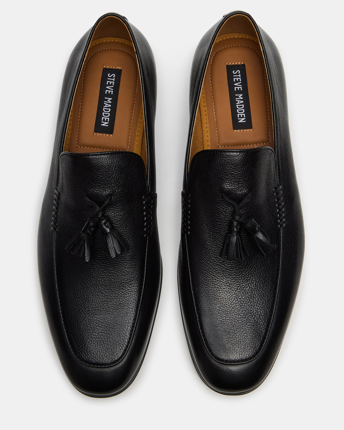 ONDRE Black Leather Tassel Slip-On Men's Loafer | Steve Madden Sale