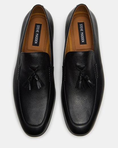 ONDRE Black Leather Tassel Slip-On Men's Loafer | Steve Madden Sale