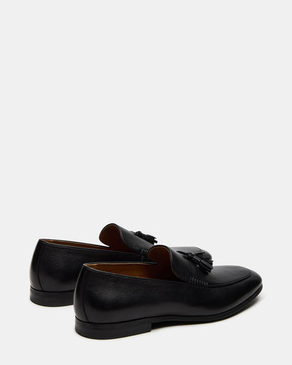 ONDRE Black Leather Tassel Slip-On Men's Loafer | Steve Madden Sale