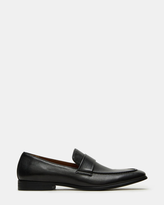 BISCUIT Black Leather Slip-On Men's Dress Loafer | Steve Madden Customer Favorite