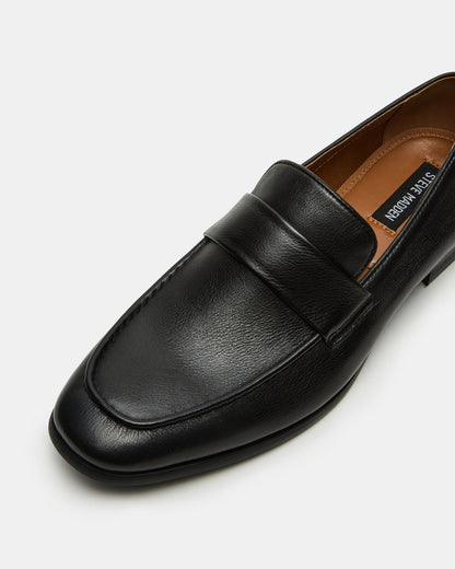 BISCUIT Black Leather Slip-On Men's Dress Loafer | Steve Madden Customer Favorite