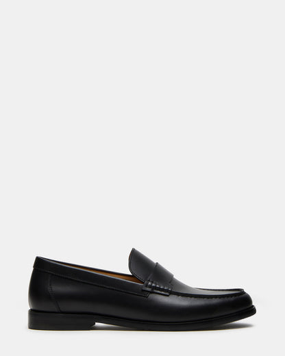 COLVER Black Leather Men's Slip-On Loafer | Steve Madden Essential