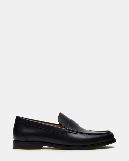 COLVER Black Leather Men's Slip-On Loafer | Steve Madden Essential