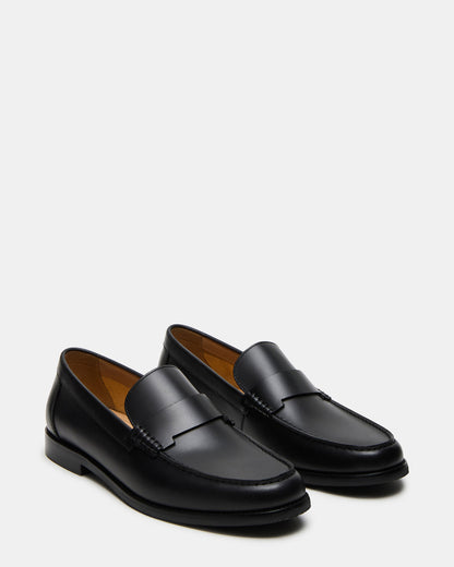 COLVER Black Leather Men's Slip-On Loafer | Steve Madden Essential