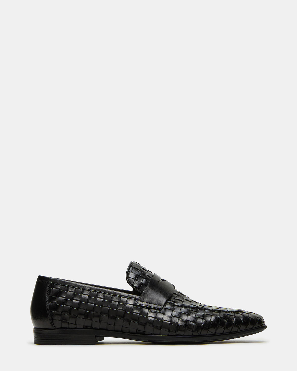 POCO Black Leather Woven Slip-On Men's Dress Loafer | Steve Madden Classic
