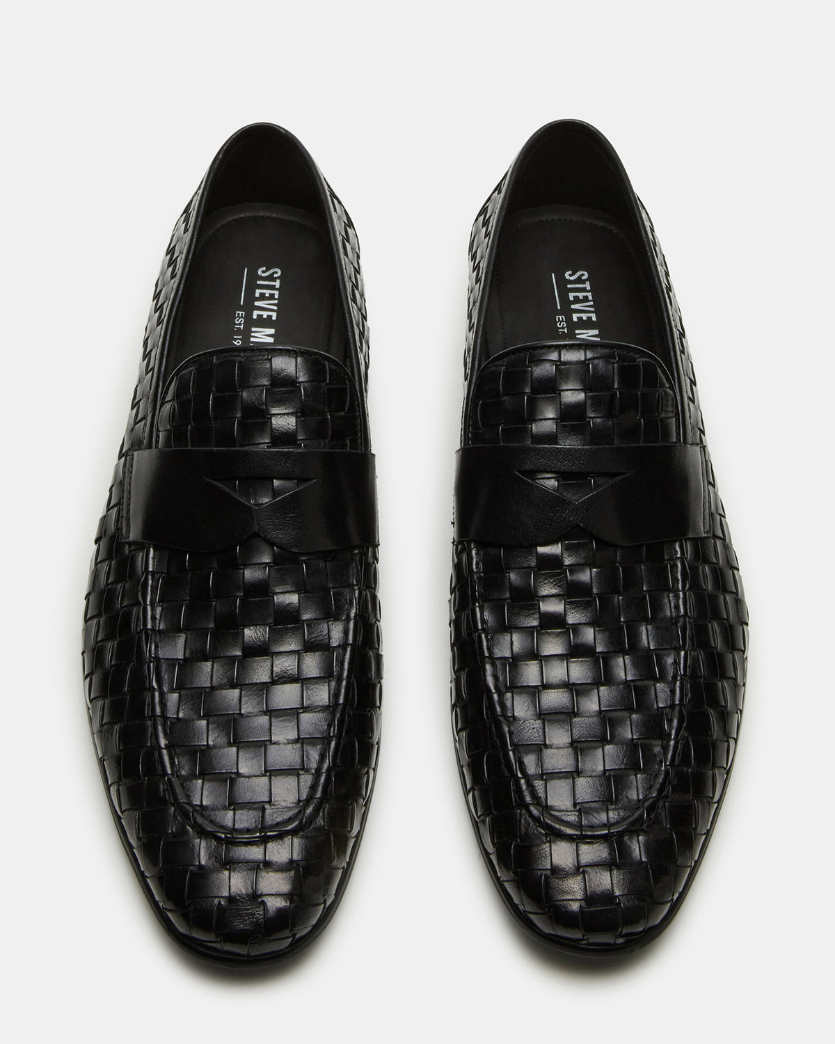 POCO Black Leather Woven Slip-On Men's Dress Loafer | Steve Madden Classic
