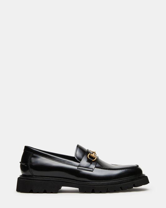 NAXOS Black Leather Slip-On Dress Men's Loafer | Steve Madden Exclusive