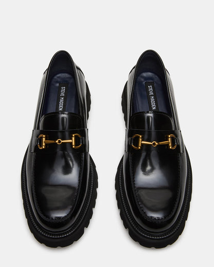 NAXOS Black Leather Slip-On Dress Men's Loafer | Steve Madden Exclusive