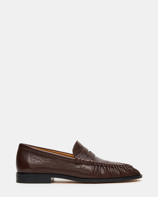 QUINCEY Brown Leather Slip-On Men's Loafer | Steve Madden Exclusive
