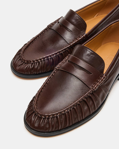 QUINCEY Brown Leather Slip-On Men's Loafer | Steve Madden Exclusive