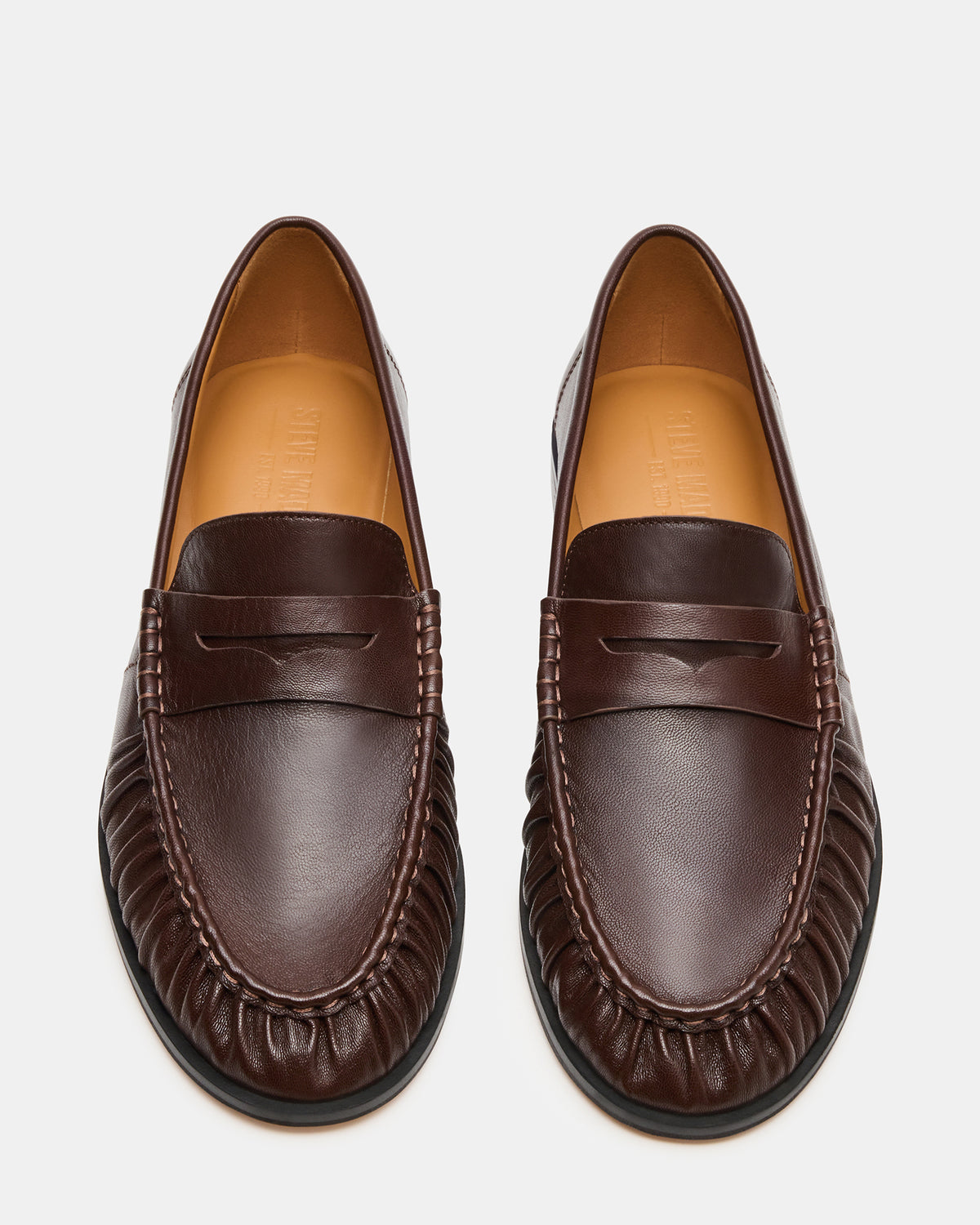 QUINCEY Brown Leather Slip-On Men's Loafer | Steve Madden Exclusive