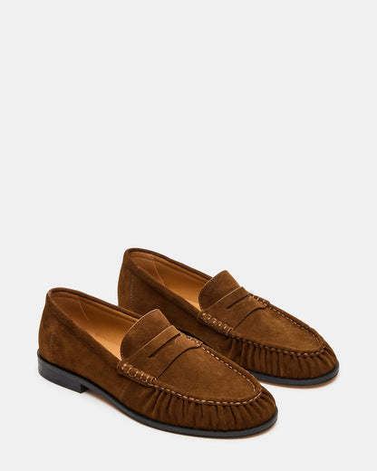 QUINCEY Chestnut Suede Slip-On Men's Loafer | Steve Madden Essential