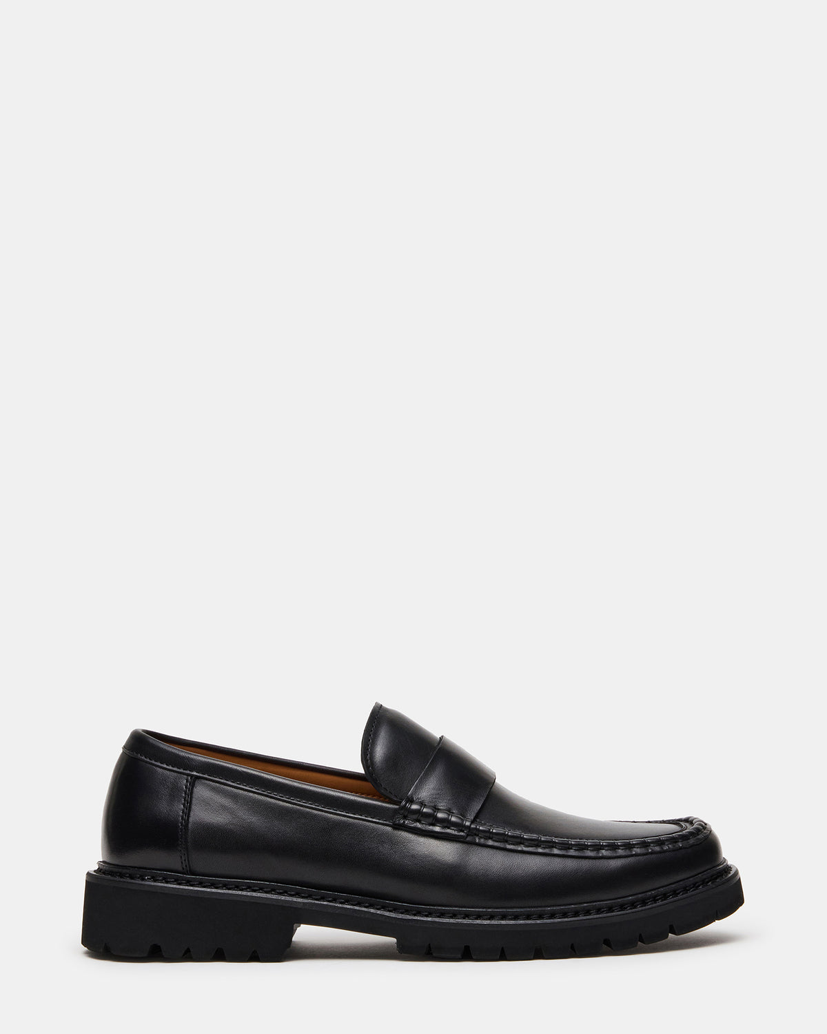 BRODIE Black Slip-On Lug Men's Loafer | Steve Madden Premium