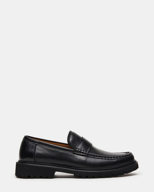 BRODIE Black Slip-On Lug Men's Loafer | Steve Madden Premium