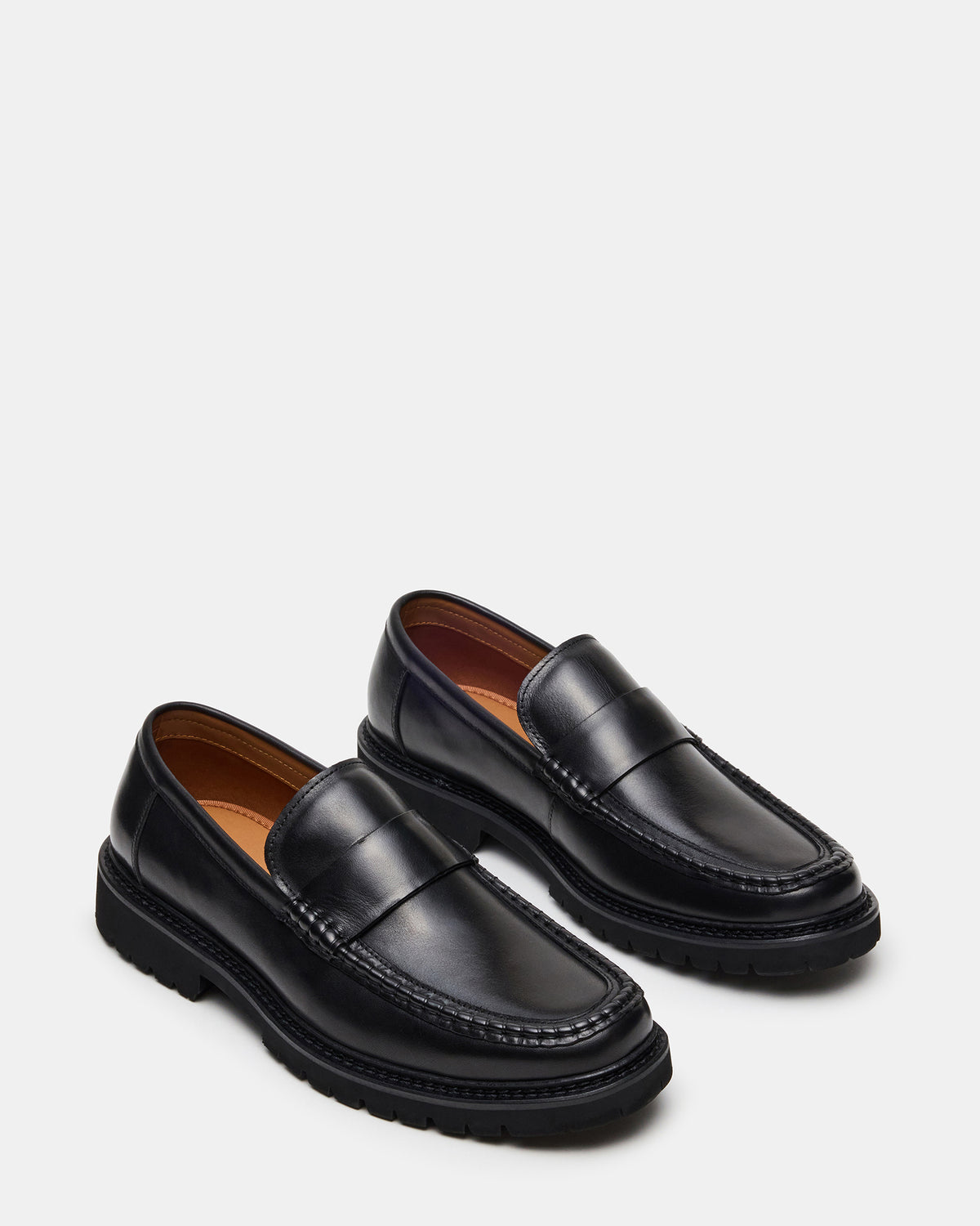 BRODIE Black Slip-On Lug Men's Loafer | Steve Madden Premium