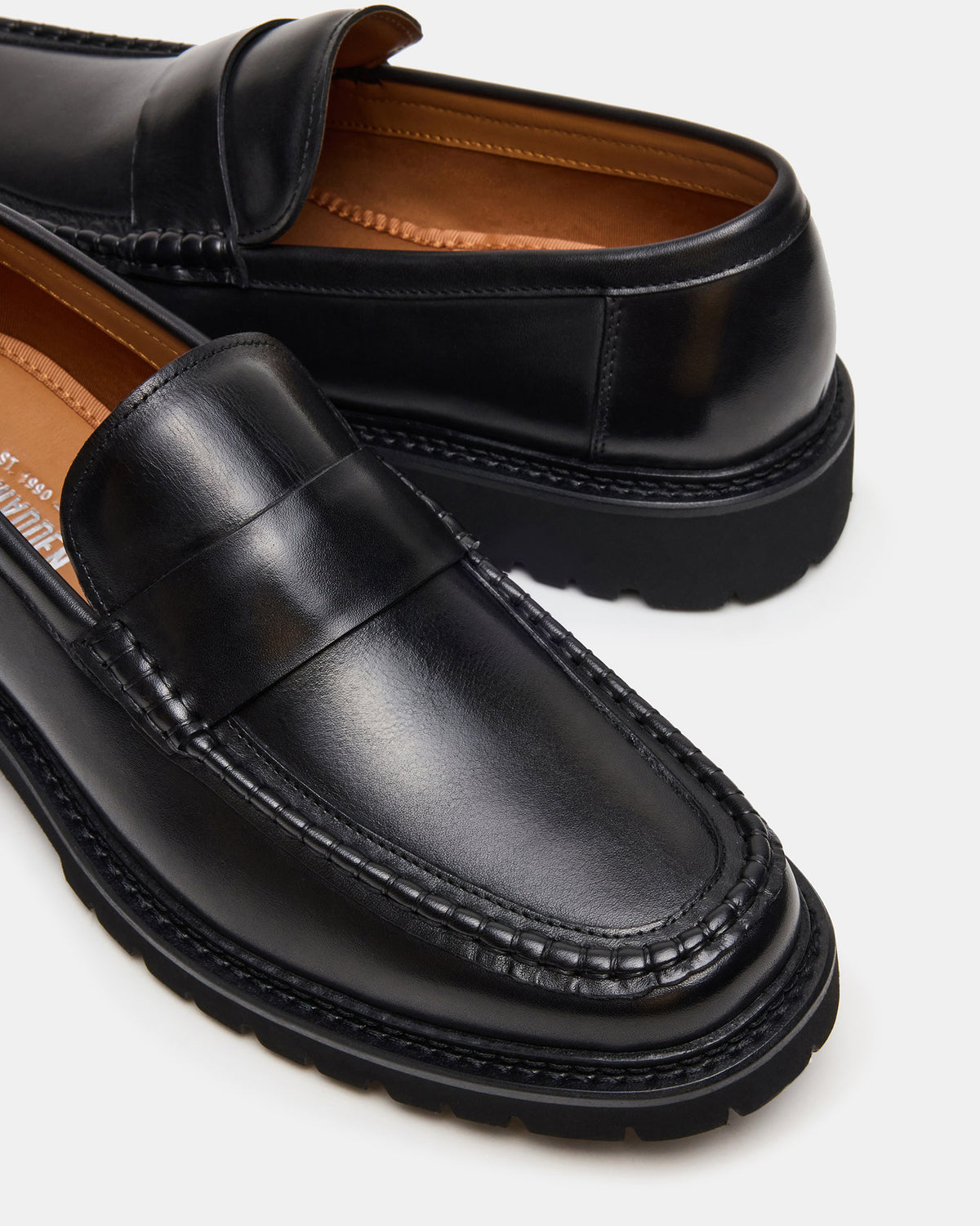 BRODIE Black Slip-On Lug Men's Loafer | Steve Madden Premium