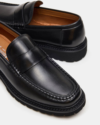 BRODIE Black Slip-On Lug Men's Loafer | Steve Madden Premium