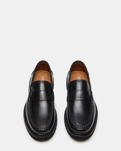 BRODIE Black Slip-On Lug Men's Loafer | Steve Madden Premium