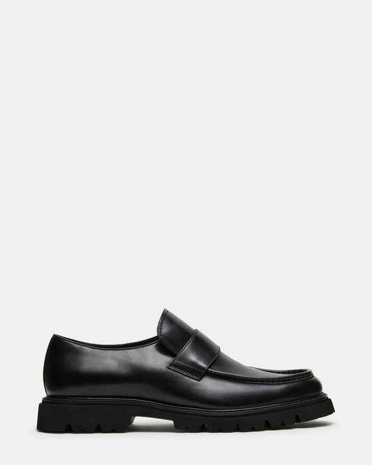 RADKIN Black Leather Slip-On Dress Men's Loafer | Steve Madden Premium