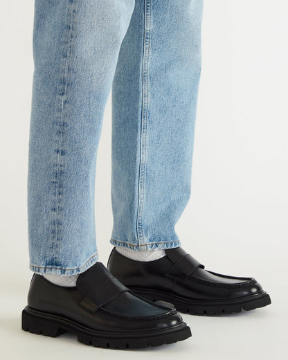 RADKIN Black Leather Slip-On Dress Men's Loafer | Steve Madden Premium