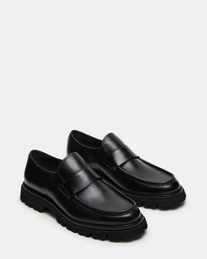 RADKIN Black Leather Slip-On Dress Men's Loafer | Steve Madden Premium