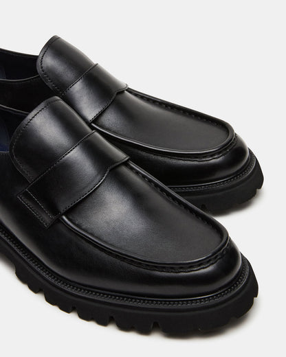 RADKIN Black Leather Slip-On Dress Men's Loafer | Steve Madden Premium