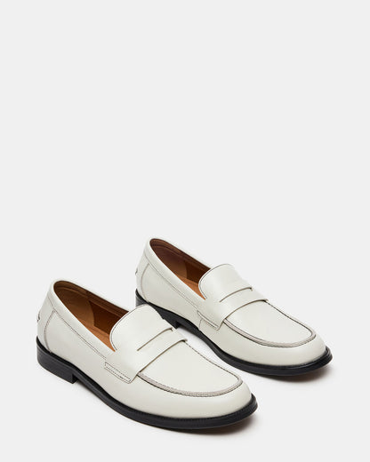 NATAN White Leather Slip-On Dress Men's Loafer | Steve Madden Top Pick