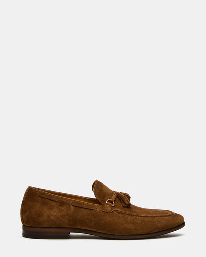 LOGAN Cognac Suede Tassel Slip-On Men's Loafer | Steve Madden Latest