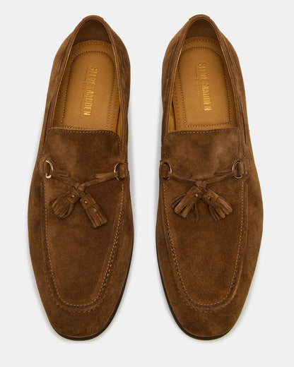 LOGAN Cognac Suede Tassel Slip-On Men's Loafer | Steve Madden Latest