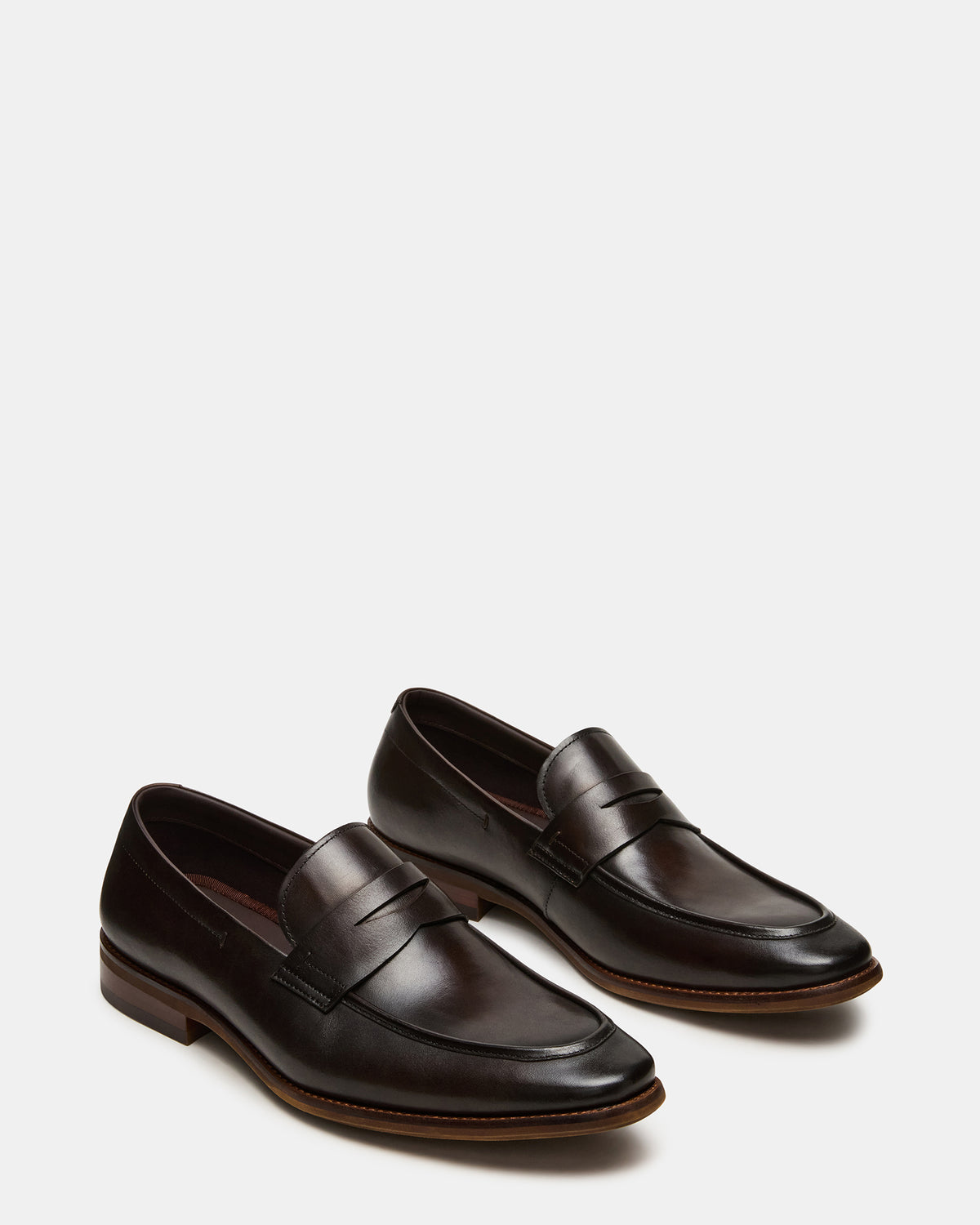 LIGHTNING Brown Leather Round-Toe Slip-On Men's Loafer | Steve Madden Popular