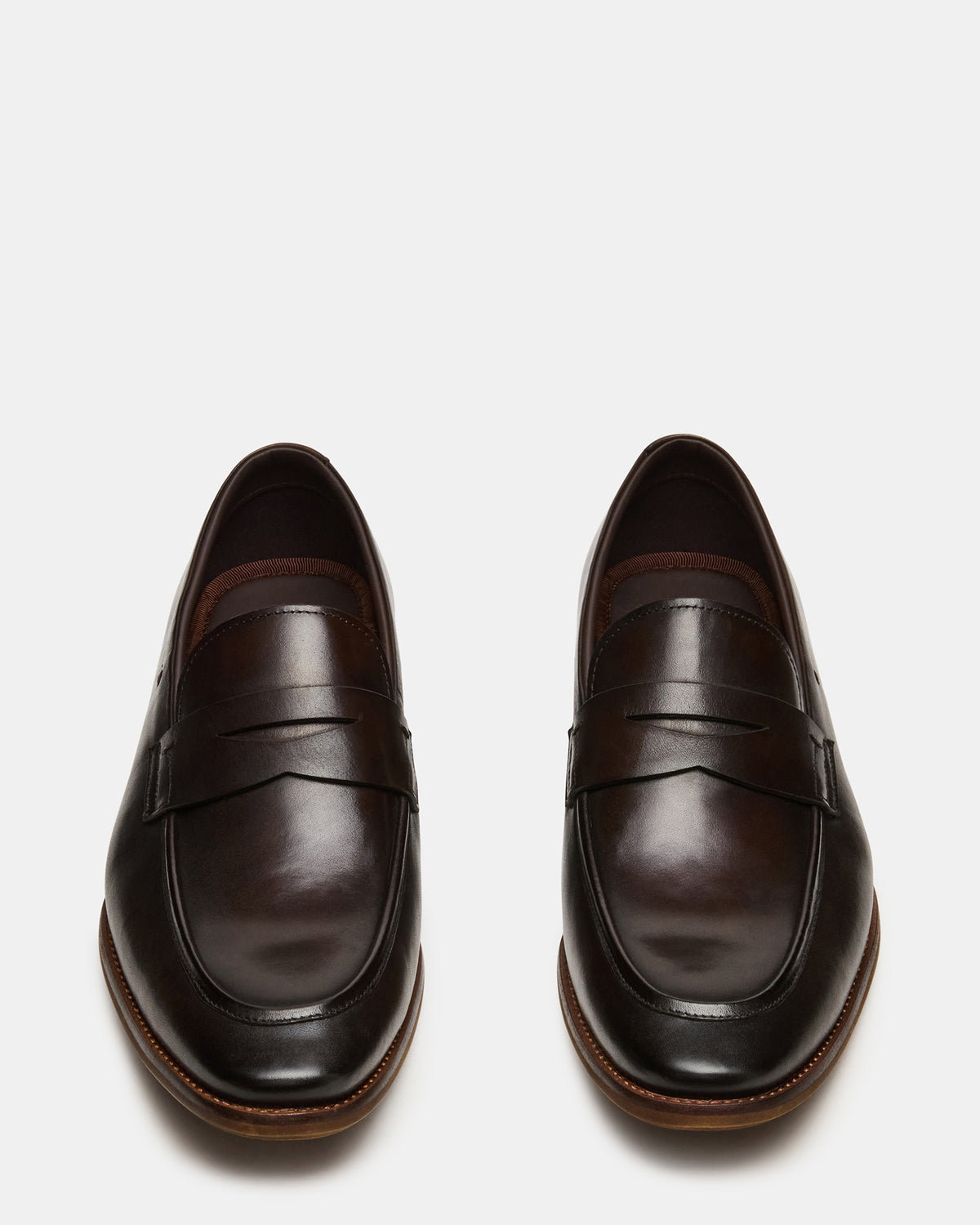 LIGHTNING Brown Leather Round-Toe Slip-On Men's Loafer | Steve Madden Popular