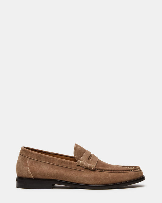 HUCKLE Taupe Suede Slip-On Men's Loafer | Steve Madden Classic
