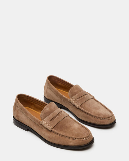 HUCKLE Taupe Suede Slip-On Men's Loafer | Steve Madden Classic