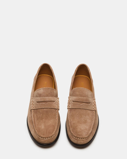 HUCKLE Taupe Suede Slip-On Men's Loafer | Steve Madden Classic