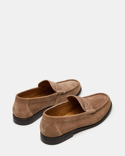 HUCKLE Taupe Suede Slip-On Men's Loafer | Steve Madden Classic