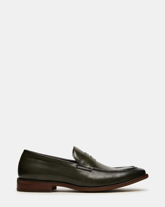 LIGHTNING Dark Green Round-Toe Slip-On Men's Loafer | Steve Madden Value