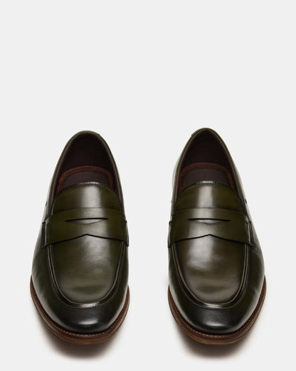 LIGHTNING Dark Green Round-Toe Slip-On Men's Loafer | Steve Madden Value