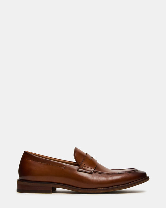 LIGHTNING Tan Leather Round-Toe Slip-On Men's Loafer | Steve Madden Popular