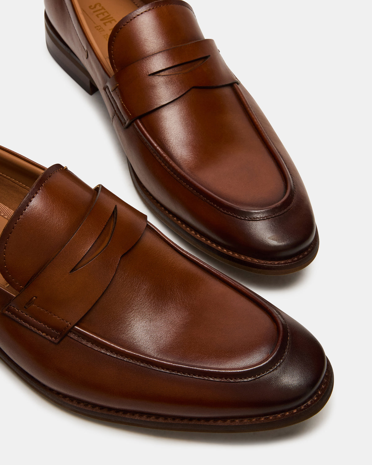 LIGHTNING Tan Leather Round-Toe Slip-On Men's Loafer | Steve Madden Popular