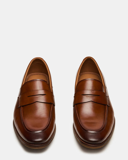 LIGHTNING Tan Leather Round-Toe Slip-On Men's Loafer | Steve Madden Popular