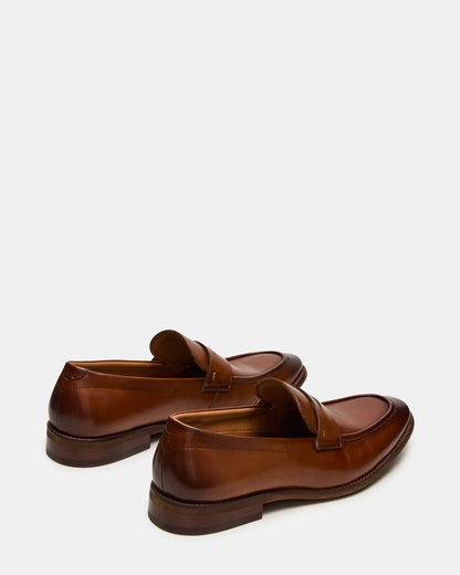 LIGHTNING Tan Leather Round-Toe Slip-On Men's Loafer | Steve Madden Popular