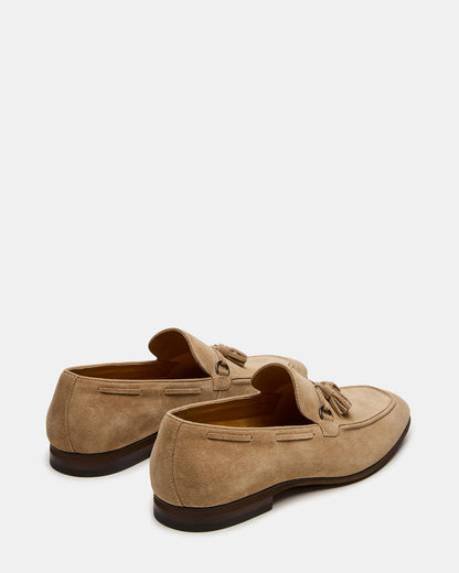 LOGAN Taupe Suede Tassel Slip-On Men's Loafer | Steve Madden Best Seller