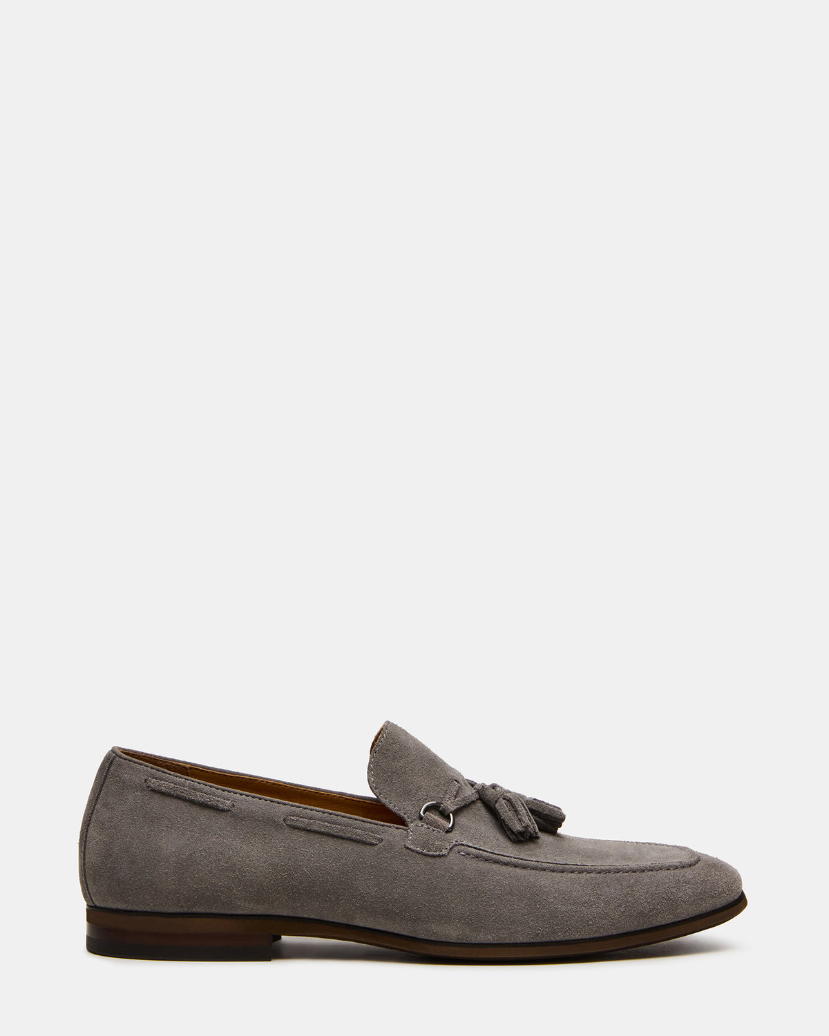LOGAN Light Grey Suede Tassel Slip-On Men's Loafer | Steve Madden Special Offer