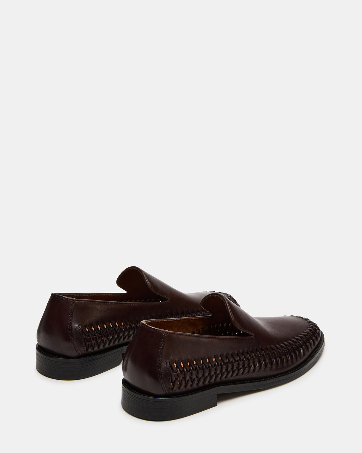 NAPOLI Brown Leather Slip-On Woven Men's Loafer | Steve Madden Premium