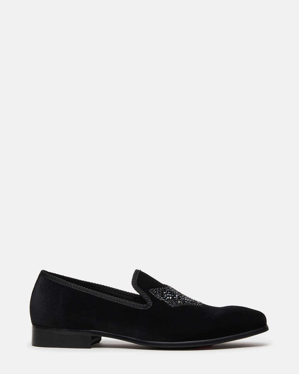 FINN Black Velvet Rhinestone Fox Head Design Slip-On Men's Loafer | Steve Madden Signature