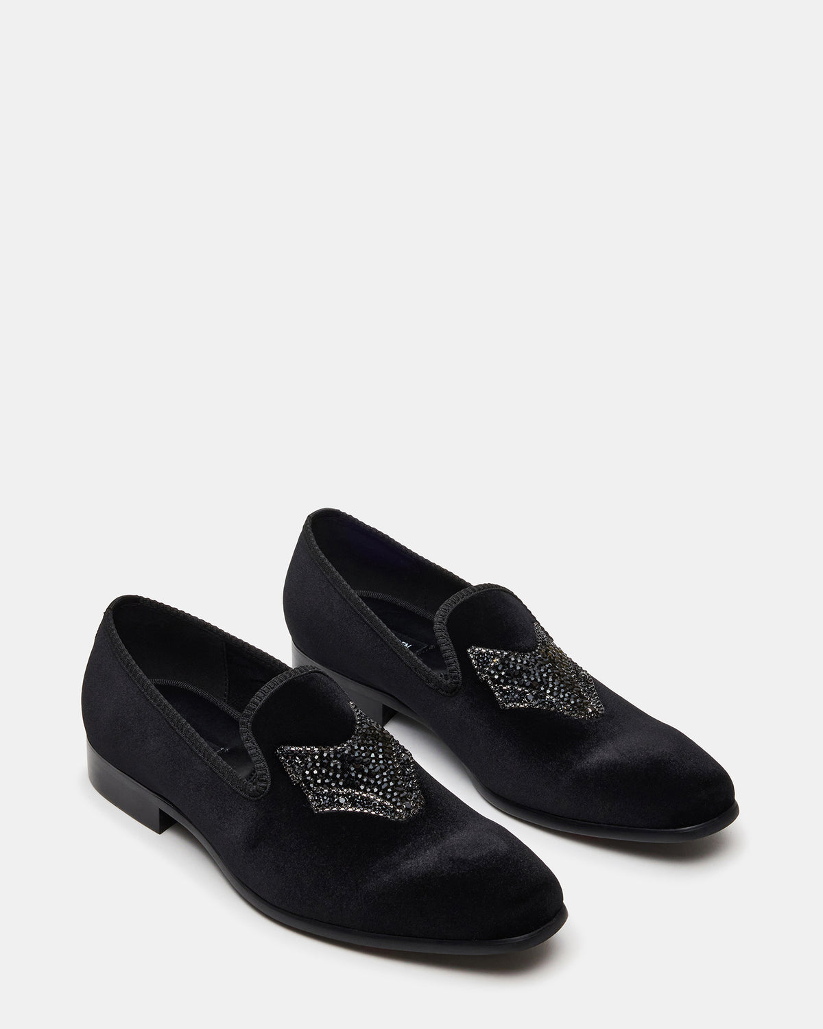 FINN Black Velvet Rhinestone Fox Head Design Slip-On Men's Loafer | Steve Madden Signature